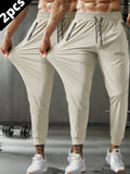 Men Gift 2-Pack Men's Casual Pants Quick-Drying Ice Silk Pants Summer Cycling Fitness Running Sports Pants Man Football Fishing