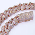 Hip Hop Accessory 22mm Wide Rose Gold Necklace Copper Zircon Ice Cold Fashionable Heavy Necklace For Men And Women