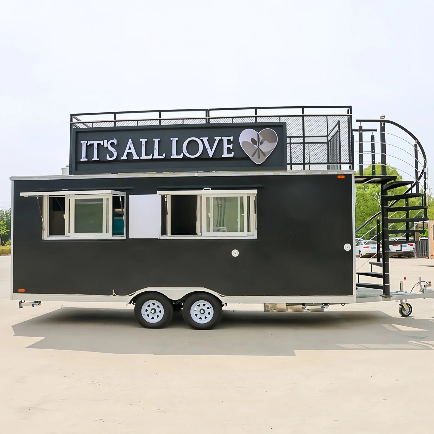 Stainless Steel Food Truck Trailer Mobile Kitchen Catering Van Customizable Food Truck Street Mobile Business