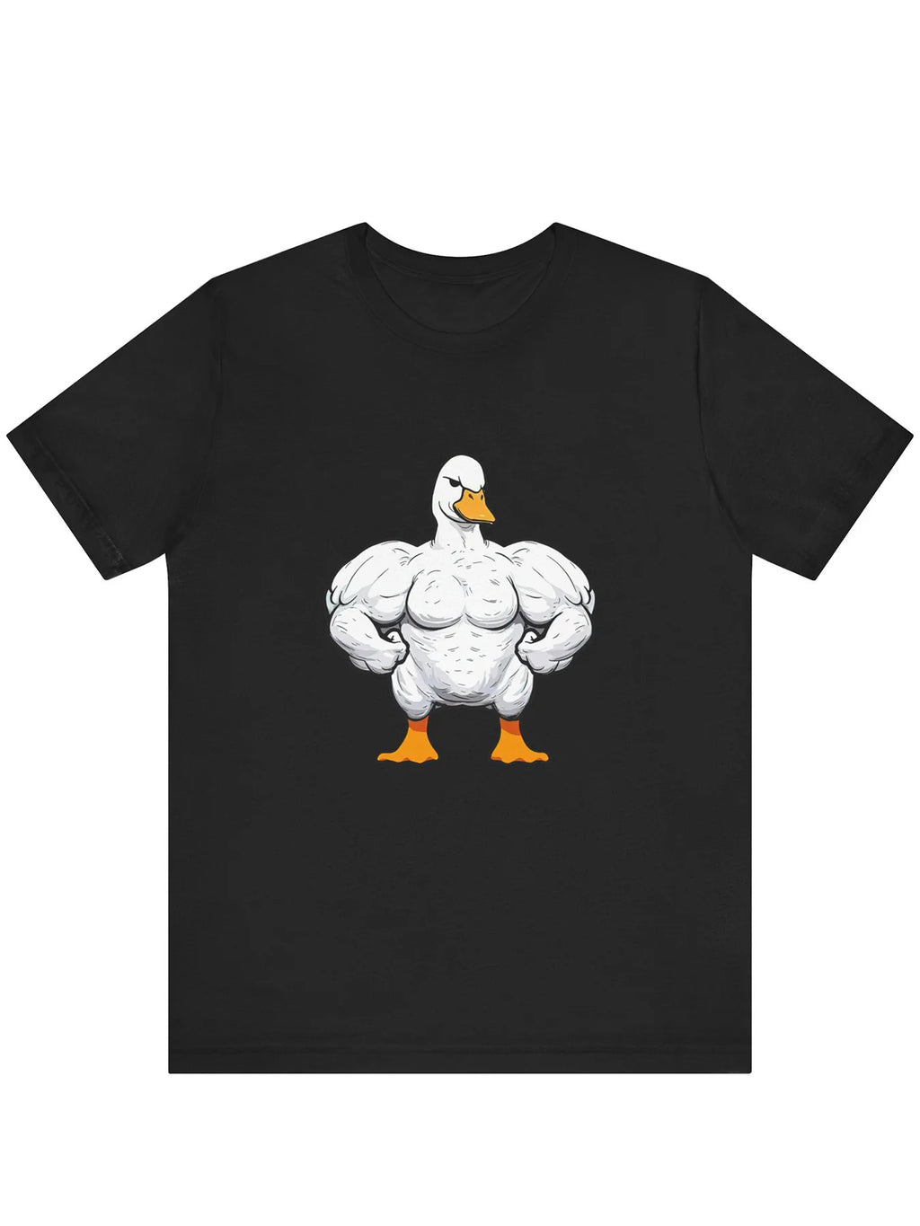Men's Cotton T-Shirt with Muscular Duck Print - Casual Crew Neck, Short Sleeve, Stretch Fabric