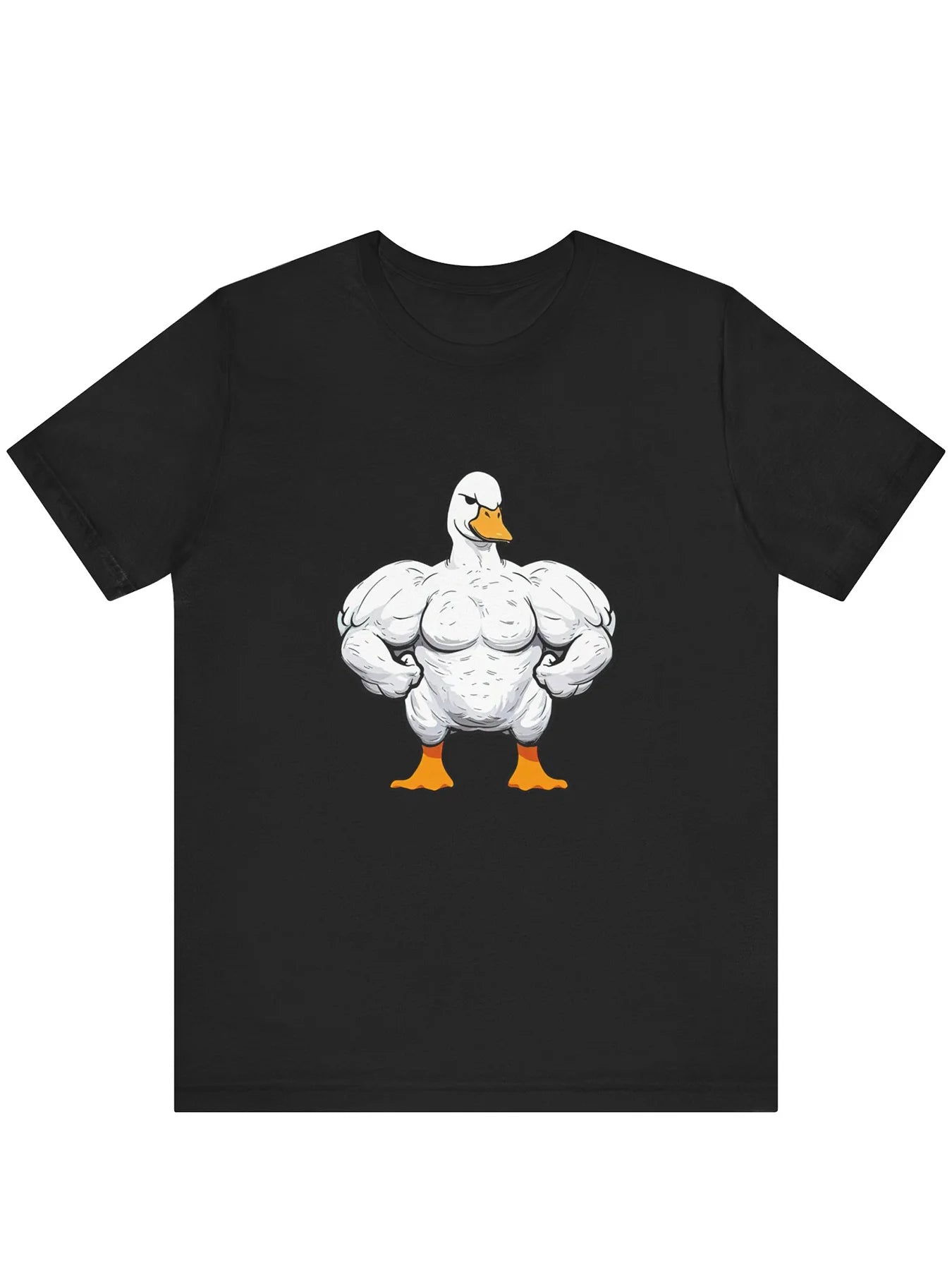 Men's Cotton T-Shirt with Muscular Duck Print - Casual Crew Neck, Short Sleeve, Stretch Fabric
