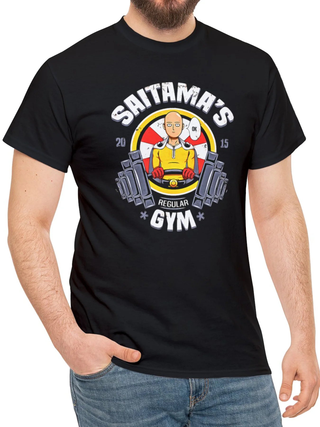 Men'S Casual Cotton T-Shirt with Unique Anime Print - Short Sleeve, Round Neck, Perfect for Summer Outings & Fitness