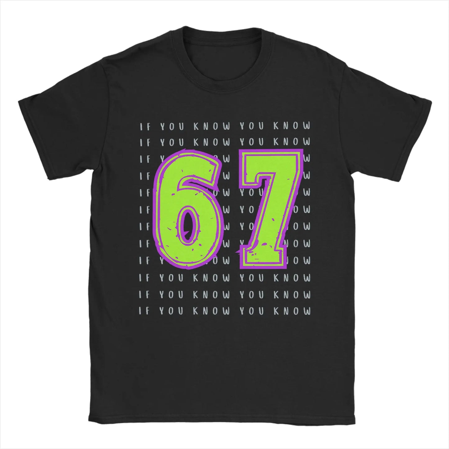 Funny Aura Energy at 67 Six Seven Genz Meme Slang T Shirt Men's Cotton Tops Retro  O-neck Short Sleeve