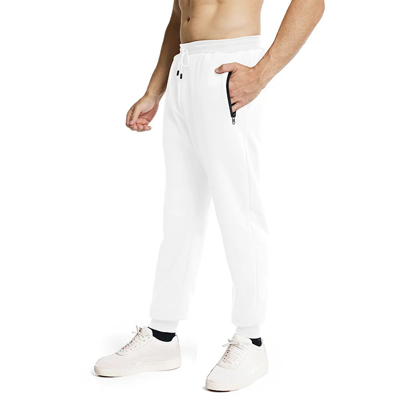New Sweatpants Side Zipper Pockets Men Joggers Track Pants Elastic Waist Sport Casual Trousers Baggy Fitness Gym Clothing