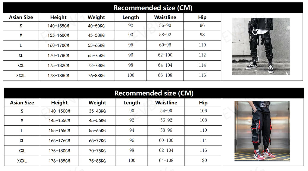 Joggers Cargo Pants for Men Casual Hip Hop Hit Color Pocket Male Trousers Sweatpants Streetwear Ribbons Techwear Pants