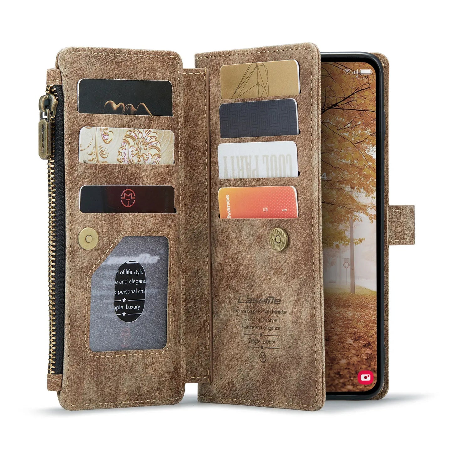 for Samsung Galaxy A55 A35 A25 5G (2024) Wallet Case, Durable PU Leather Magnetic Flip Strap Wristlet Zipper Card Holder Cover