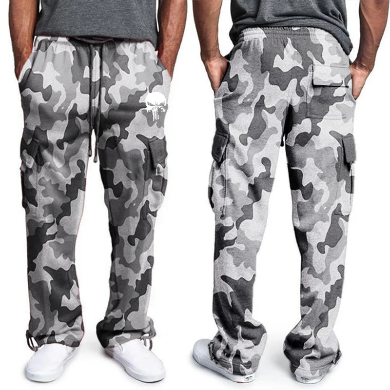 New casual pants men's loose straight large size clothing multi-function work pants black jogging pants casual men's pants