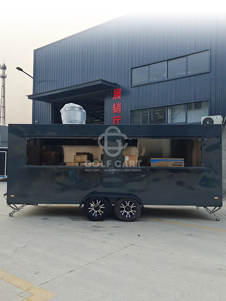 United State Food  Truck with Full Kitchen Concession Bbq Food Trailer with Porch Fully Equipped Custom Food Truck