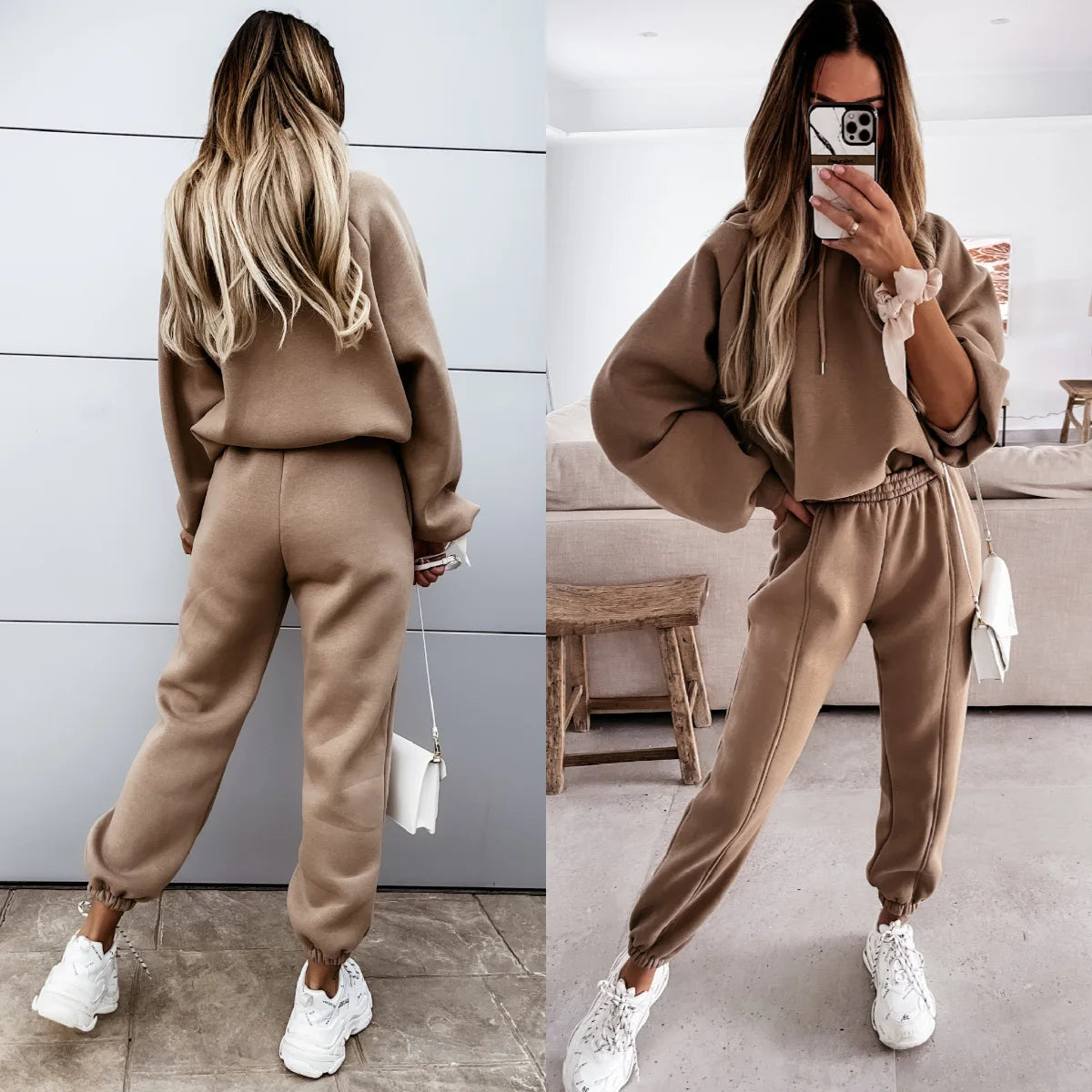 Women's Jogging Pants and Hoodie set Blended Material