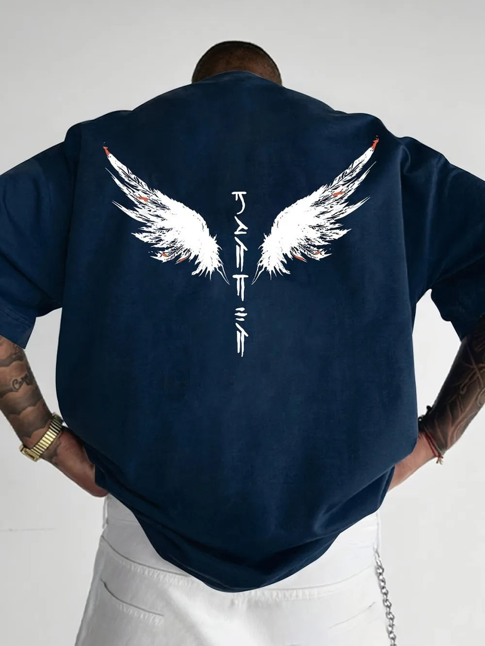 T-shirt Outdoor Street Fashion Top Minimalist Men's Summer New Wing Letter Print Soft and Breathable Round Neck