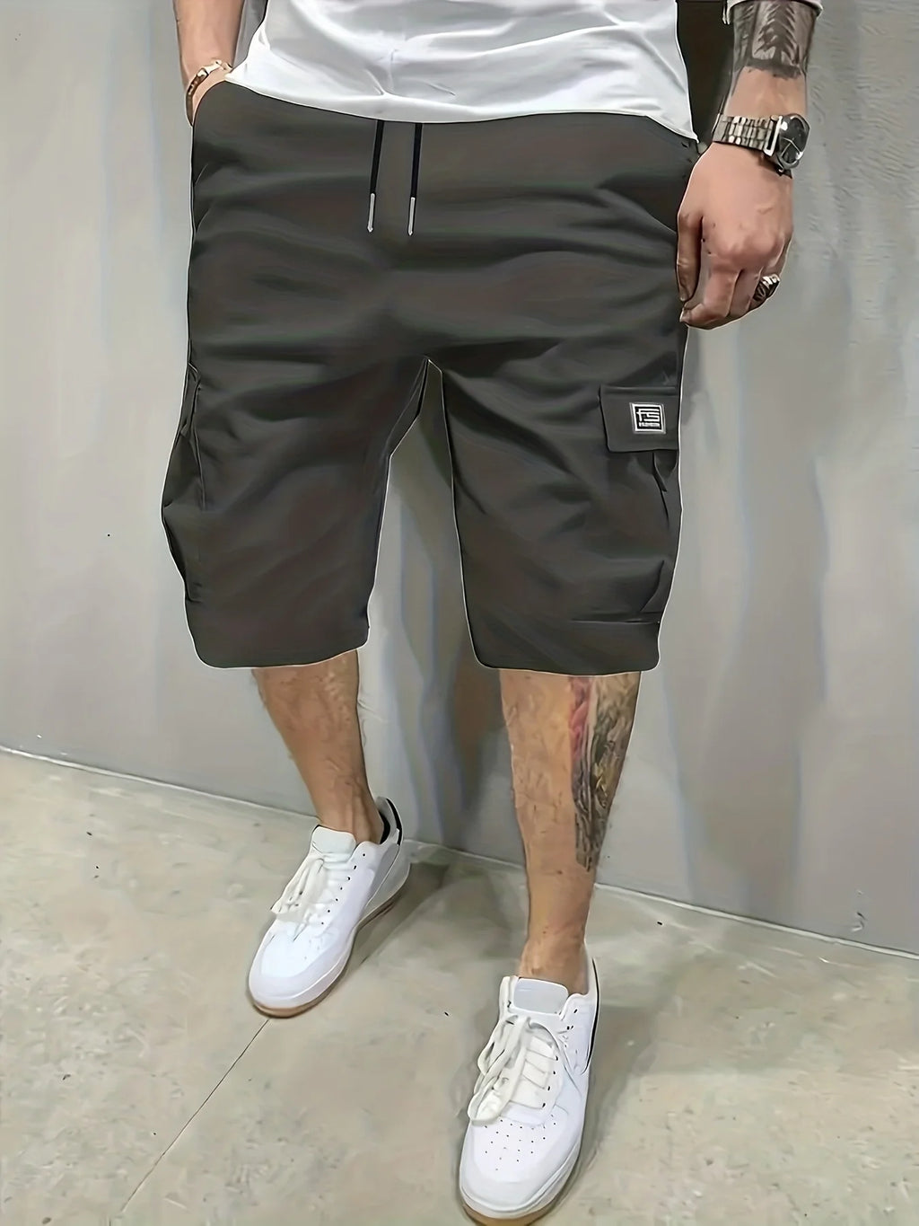 3pcs Tactical Shorts Short Gym Man Men's Cargo Pants  Casual Loose Large Pockets Letter Print Short-fitting Jeans