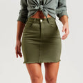 Skirt with Suspenders Womens Daily Casual Classic Blue Buttons Pockets Ripped Zipper Denim Skirt Women Skirts Short