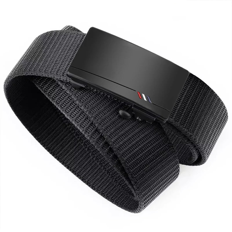 Men's Woven Belt Nylon Material Toothless Automatic Buckle Belts For men, Outdoor Sports And Leisure Strap, Fashion Jeans Belt