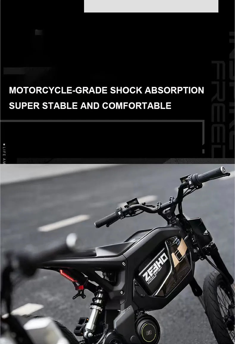 17" urban e-bike e-scooter 50km/h CITY  electric bicycle mid-motor mobility excursions Soft tail electric motorcycle smart ebike