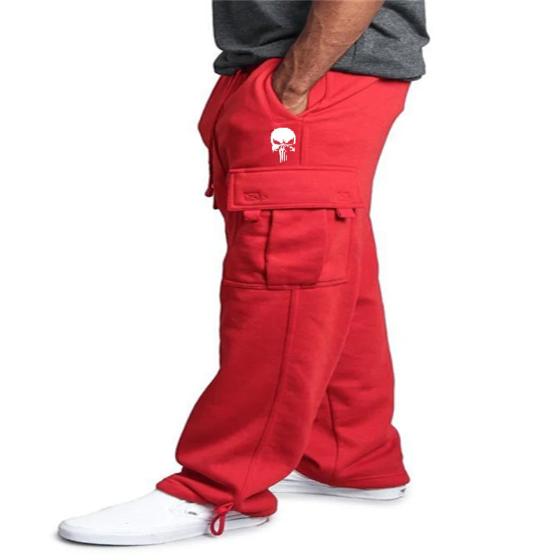 New casual pants men's loose straight large size clothing multi-function work pants black jogging pants casual men's pants