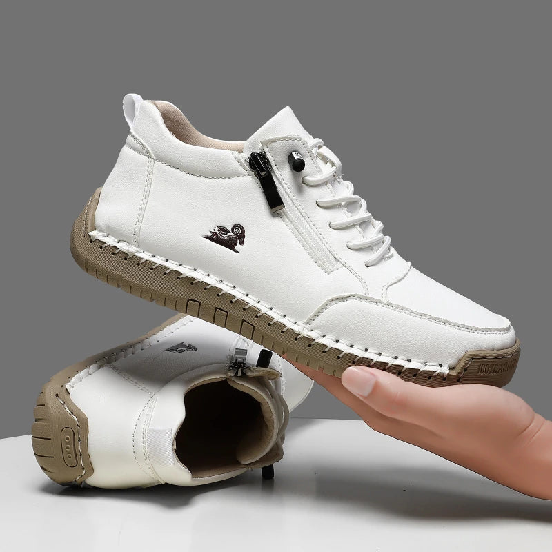 Women's handmade leather casual shoes, outdoor soft, classic ankle joint anti-slip flat soft leather shoes