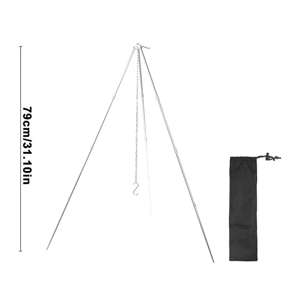 Outdoor Large Bonfire Tripod Portable Camping Picnic Campfire Cooking Pot Hanging Chain Triangle Support Stand Rack Accessories