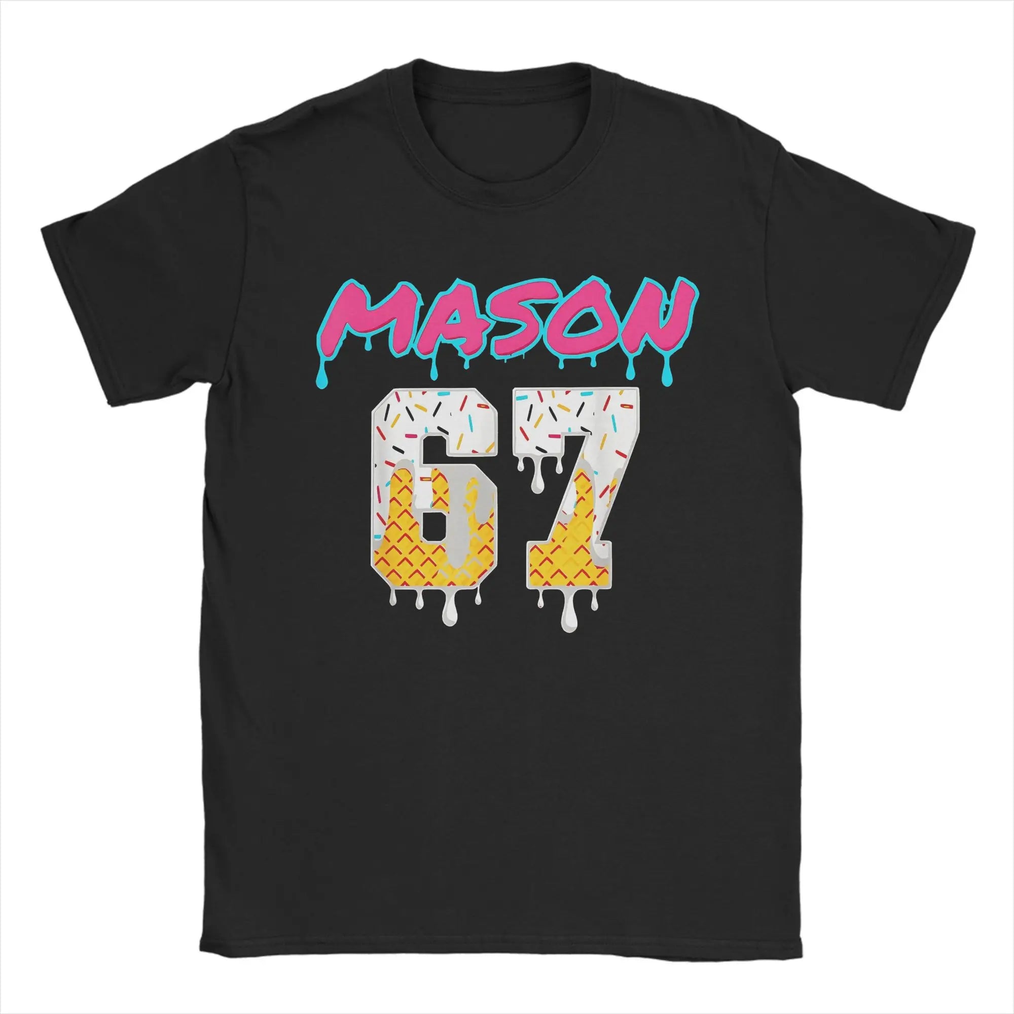 Funny Aura Energy at 67 Six Seven Genz Meme Slang T Shirt Men's Cotton Tops Retro  O-neck Short Sleeve