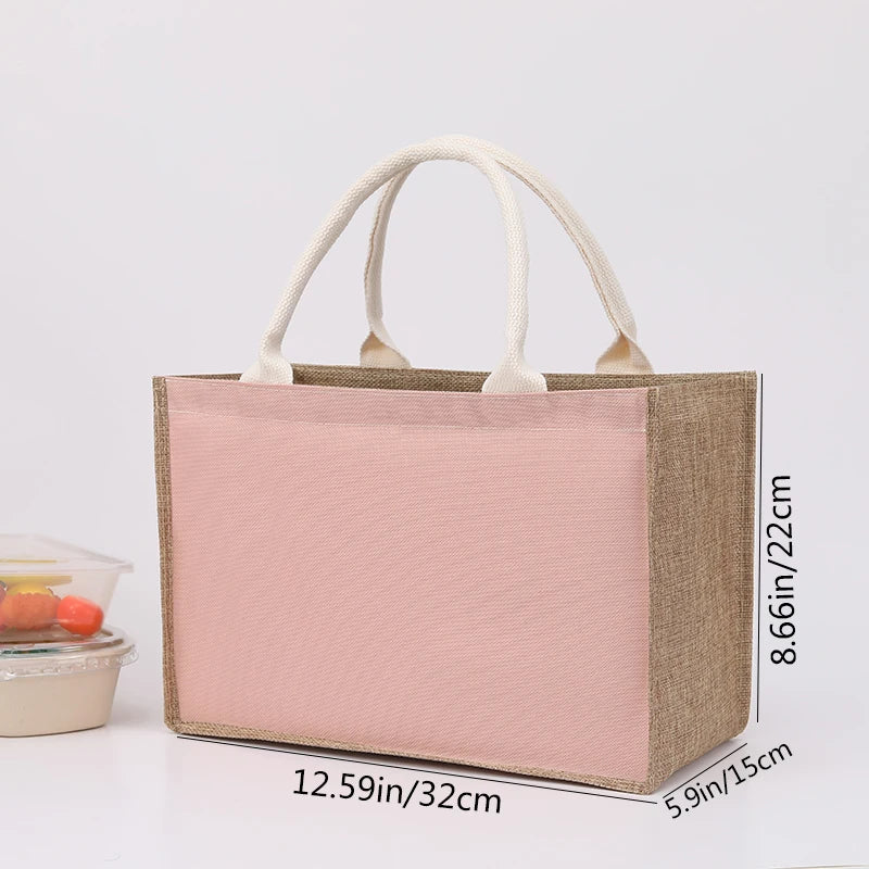 Blank DIY Painting Canvas Bags Hand Carrying Zipper Faux Linen Bags Solid Color Large Capacity Ladies Tote Shopping Bags