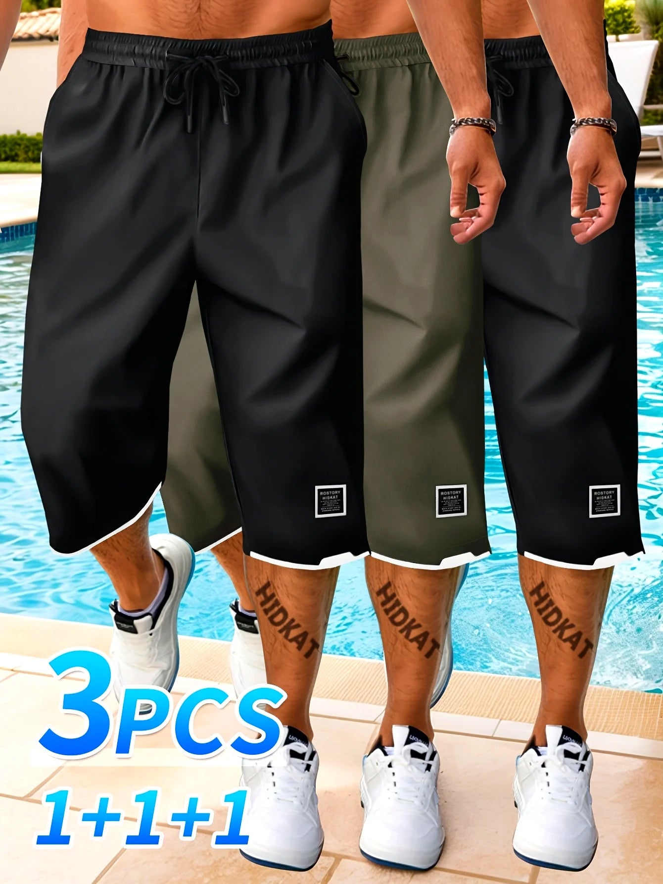 Summer Workwear Cargo Shorts 3-Pack Men's Fashionable Casual Sports Cropped Pants Drawstring Waist Clothing Basketball Short Man