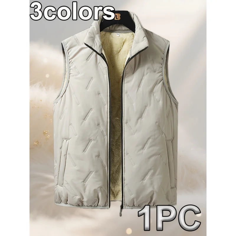 Autumn and Winter Fashion Men's Cotton Casual Multifunctional Plus Size Warm Standing Vest Sleeveless Top Collar Best Biker Duck