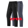 2Pcs Unisex Quick-drying Sweatpants Moisture-wicking Ice Fiber Elastic Waistband Breathable Straight Running Casual Baggy Pants