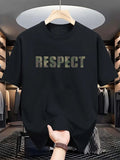 Men's summer 100% pure cotton fashionable casual loose RESPECT camouflage letter printed round neck short sleeved T-shirt top