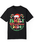 1pc DERNM Men'S Casual Cotton T-Shirt, 2024 Festive Family Christmas Graphic, Round Neck, Short Sleeve, Summer Knit Top