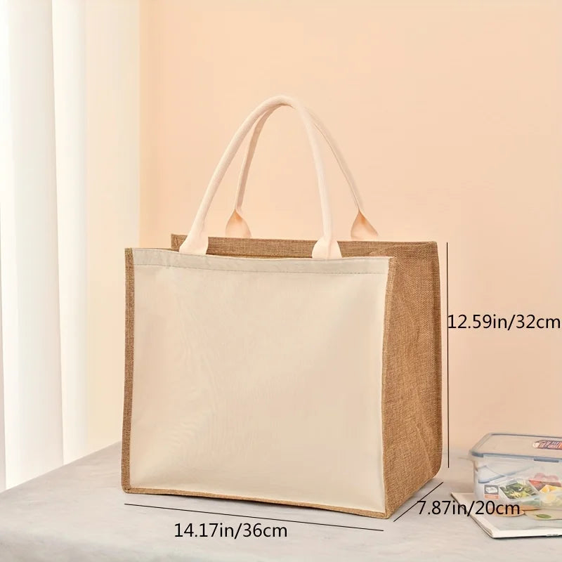 Blank DIY Painting Canvas Bags Hand Carrying Zipper Faux Linen Bags Solid Color Large Capacity Ladies Tote Shopping Bags
