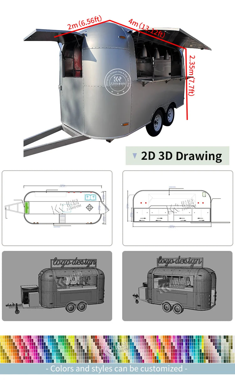 Burger Coffee Van Food Kiosk Cart Street Ice Cream Cart Food Truck Taco Pizza Foodtruck Mobile Hot Dog Concession Trailer