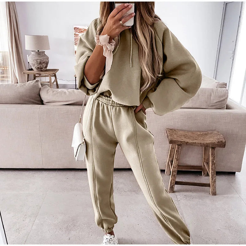Women's Jogging Pants and Hoodie set Blended Material