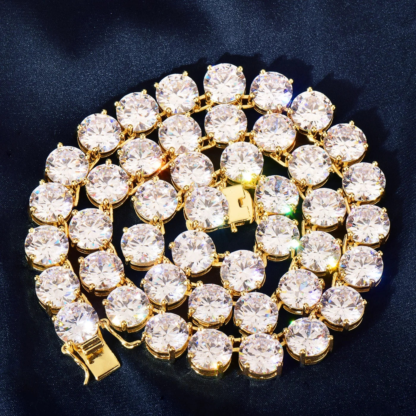 CUC Gold Color Tennis Chain 5mm 6mm 10mm One Row AAA Zircon Iced Out Necklace Link For Men Women Hip Hop Jewelry