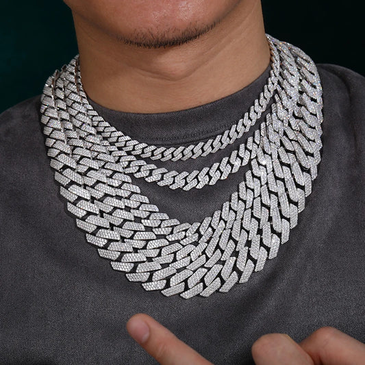 High Quality Unisex VVS1 D Color Moissanite Cuban Chain Necklace 925 Silver For Men Women Hip Hop Jewelry Gift