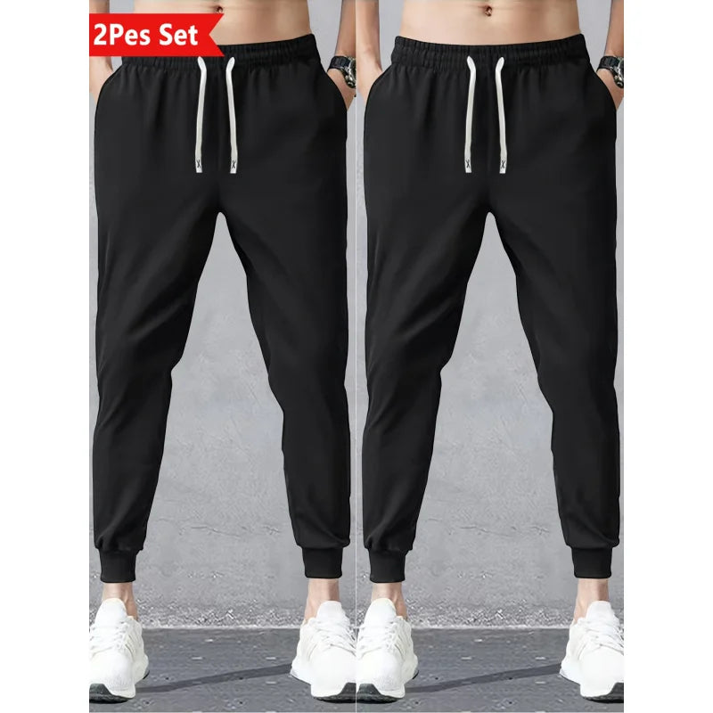 2-Pack Men Trousers Sports Pants Casual Summer Man Clothing Sweatpants Spring 2026 Light Weight Men's Adult Y2k Black Trousers