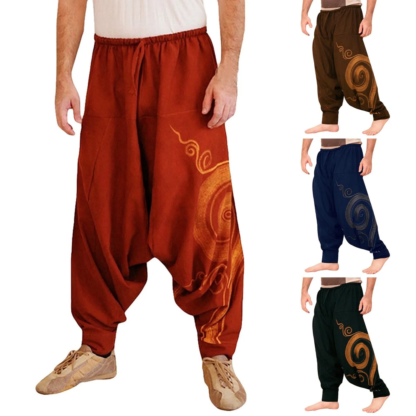 Men's Long Casual Print Loose Trousers Large Size Nationality Sport Trousers Harem Pants Sweatpants Pantalones Hombre