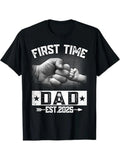 Funny Father's Day First-Time Dad 2025 Celebration T-Shirt - Soft Cotton, Comfort Fit, Black, Sizes S-3XL