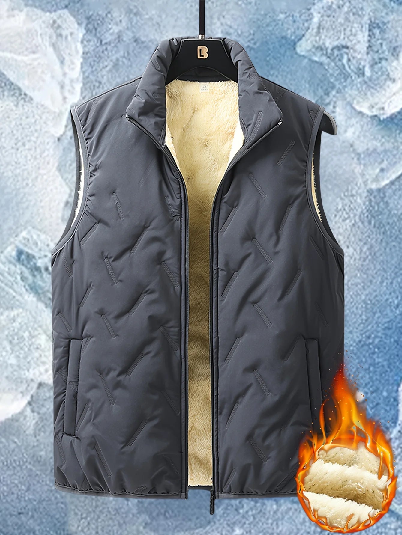 Autumn and Winter Fashion Men's Cotton Casual Multifunctional Plus Size Warm Standing Vest Sleeveless Top Collar Best Biker Duck