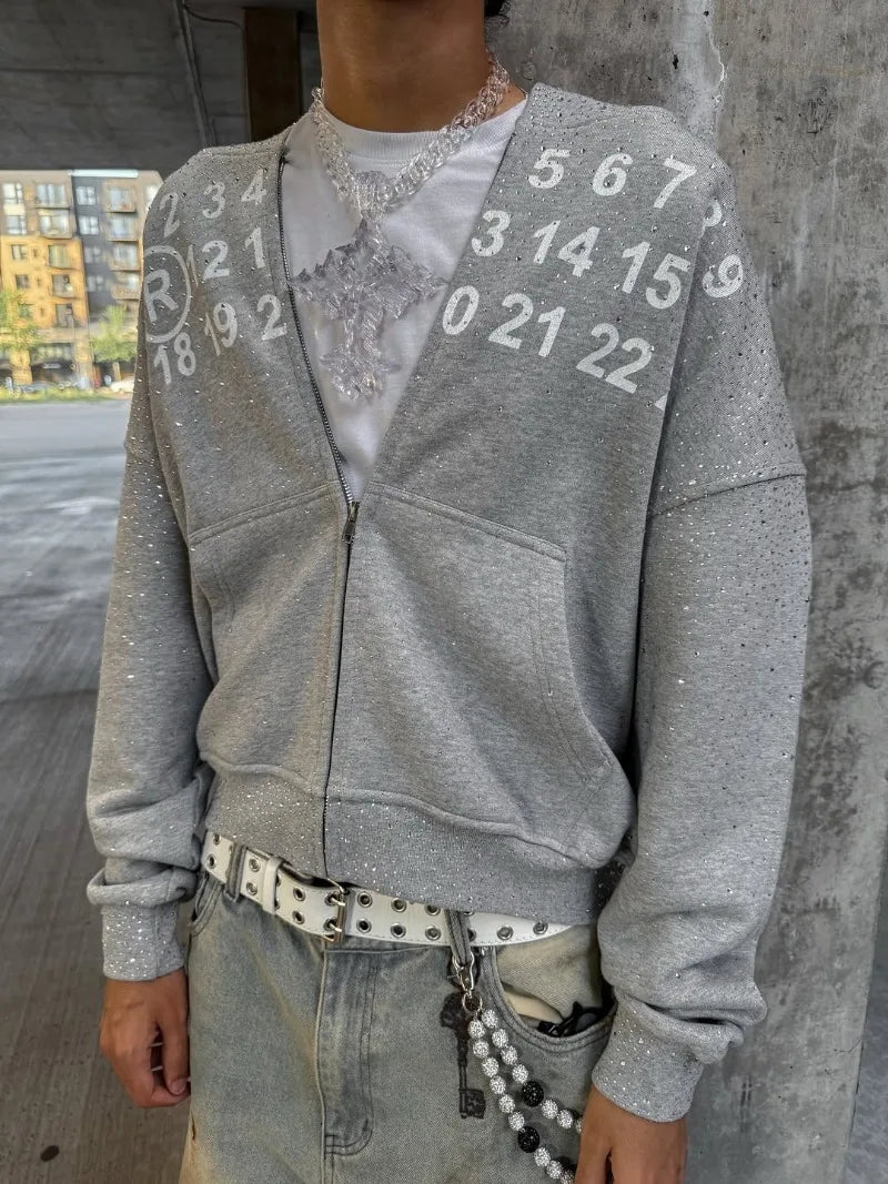 Casual Fashion Harajuku Retro Oversized Zipper Hoodie Men Y2k 2025 New Hip-hop Gothpunk Letter Print Sweatshirt Streetwear Women