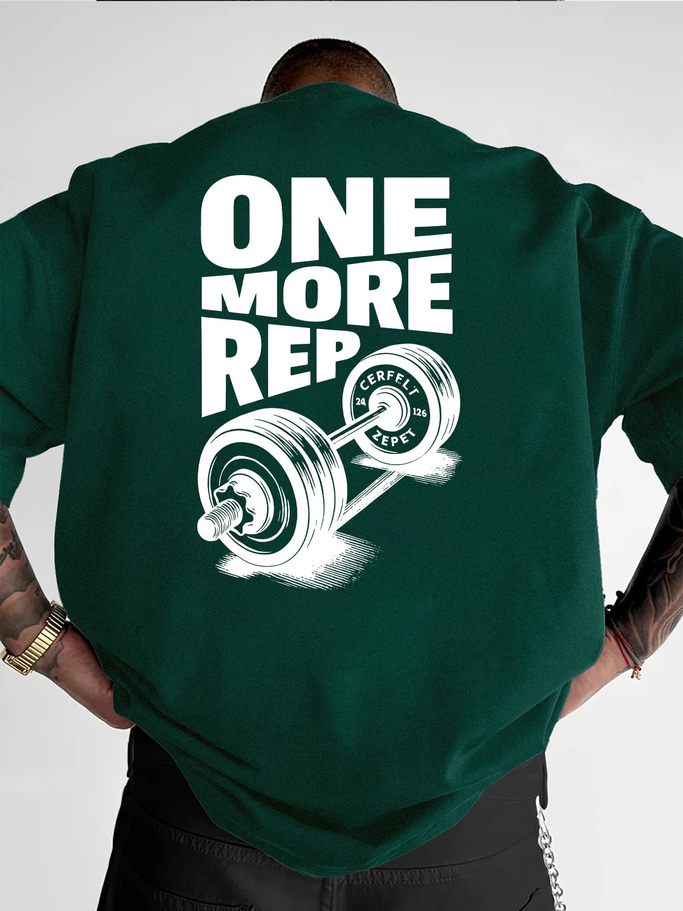 Men's T-Shirt Vintage Funny Gym Workout ONE MORE REP Weightlifting Women Streetwear Cotton Oversized Tees Short Sleeve Loose Top