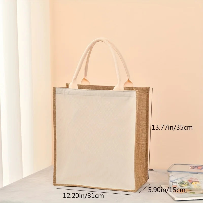Blank DIY Painting Canvas Bags Hand Carrying Zipper Faux Linen Bags Solid Color Large Capacity Ladies Tote Shopping Bags