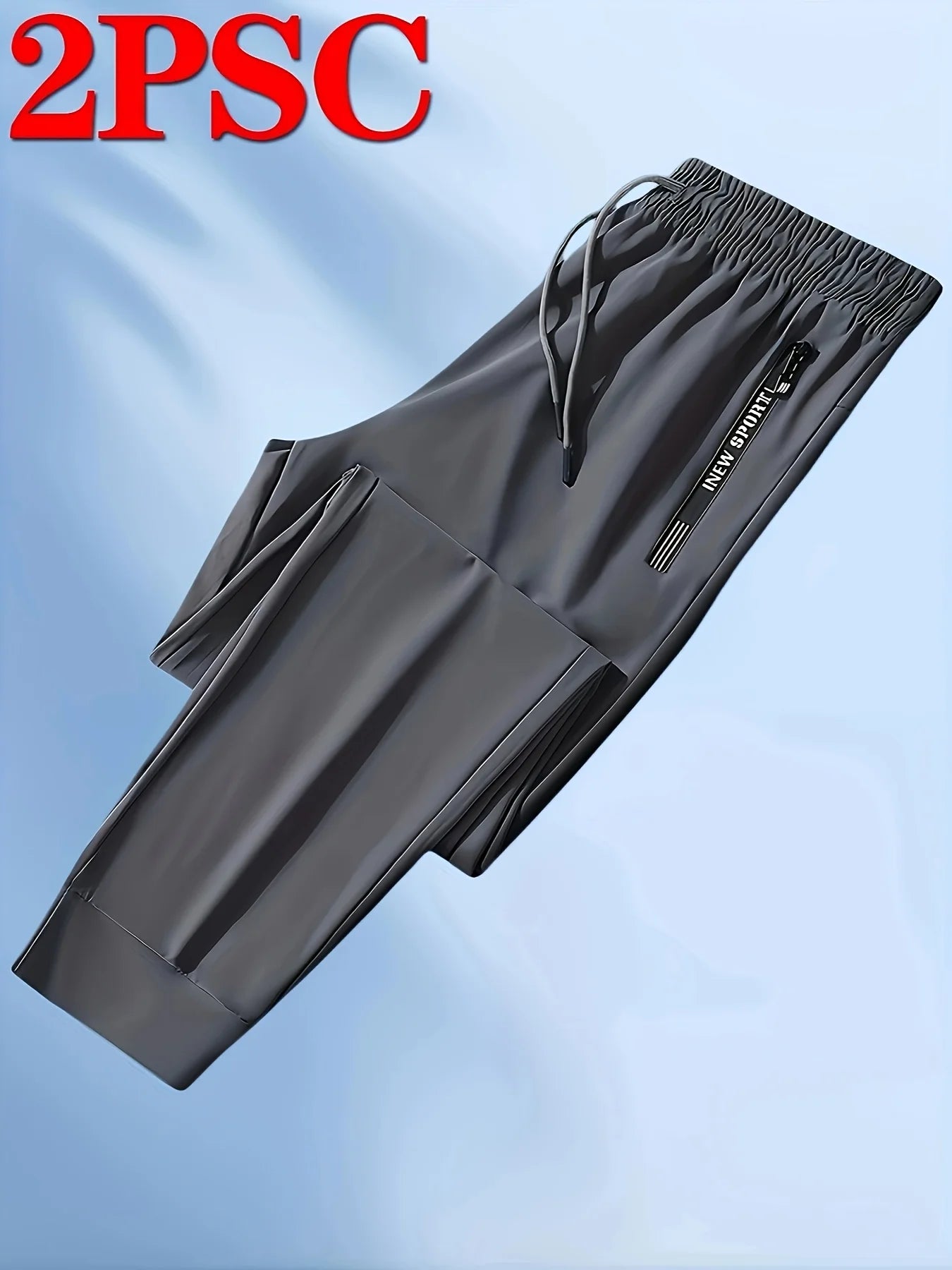 2-Pack Men's Sports Trousers High Stretch Men's Jogging Pants Quick-Drying Pajama Football Sweatpants Fishing Gray Man Straight