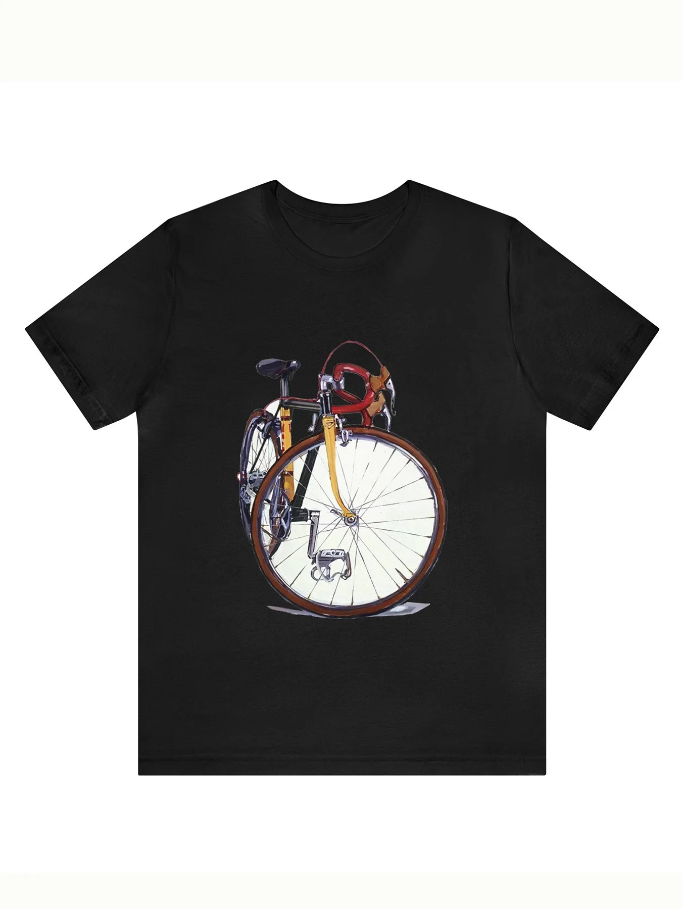 Bicycle Print Comfy Cotton T-shirt, Men'S Casual Street Style Stretch Round Neck Tee Shirt For Summer