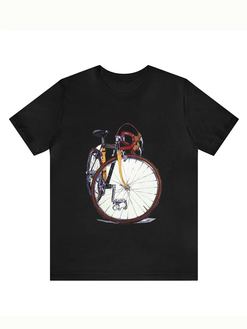 Bicycle Print Comfy Cotton T-shirt, Men'S Casual Street Style Stretch Round Neck Tee Shirt For Summer