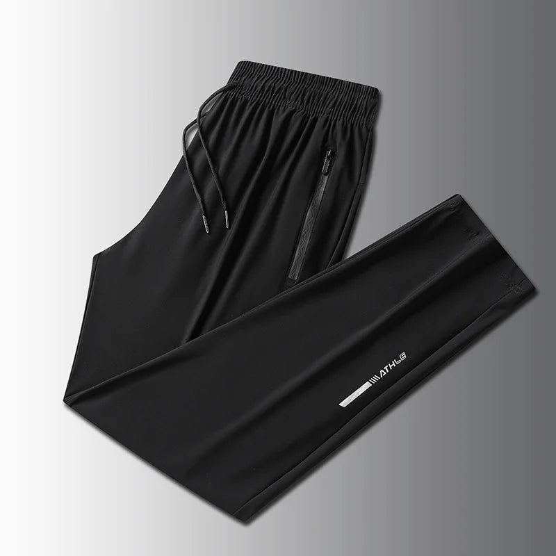 Plus Size 8xl Men Sports Pants Quick-Drying Men'S Trousers Joggers Sportswear Solid Ice Silk Sweatpants Male Elastic