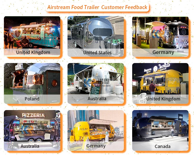 Customized CE Certified Fully Equipped Fast Food Cars Truck Mobile Kitchen USA Standard  Food Trailer for Sale