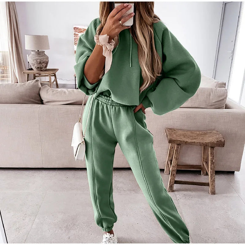 Women's Jogging Pants and Hoodie set Blended Material