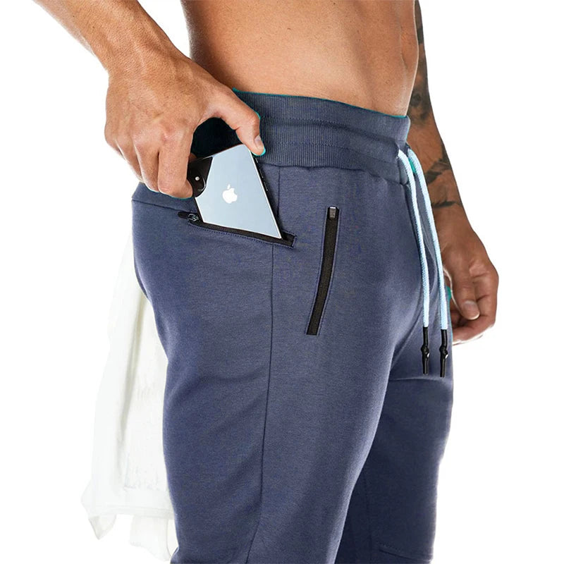 Men's Cotton Gym Pants Lightweight Stretch Yoga Jogger Sweatpants Pockets Outdoor Sports Workout Jogging Running Trousers