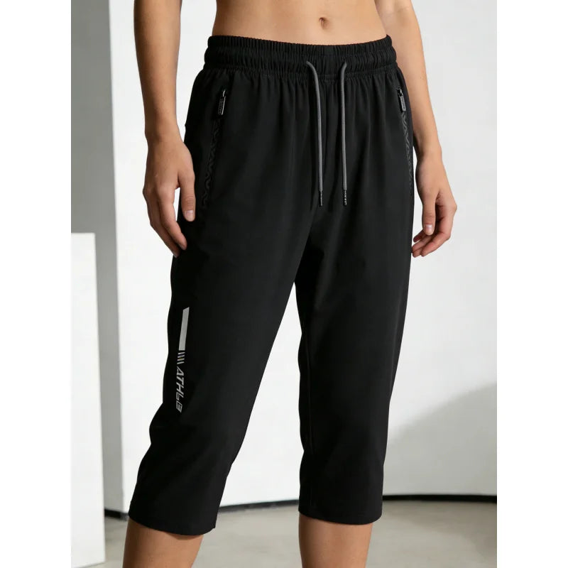 Men's Summer Stretch Sports Capri Pants Lightweight And Breathable Fitness Running Pants Essentials Shorts Man Y2k Elegant Black
