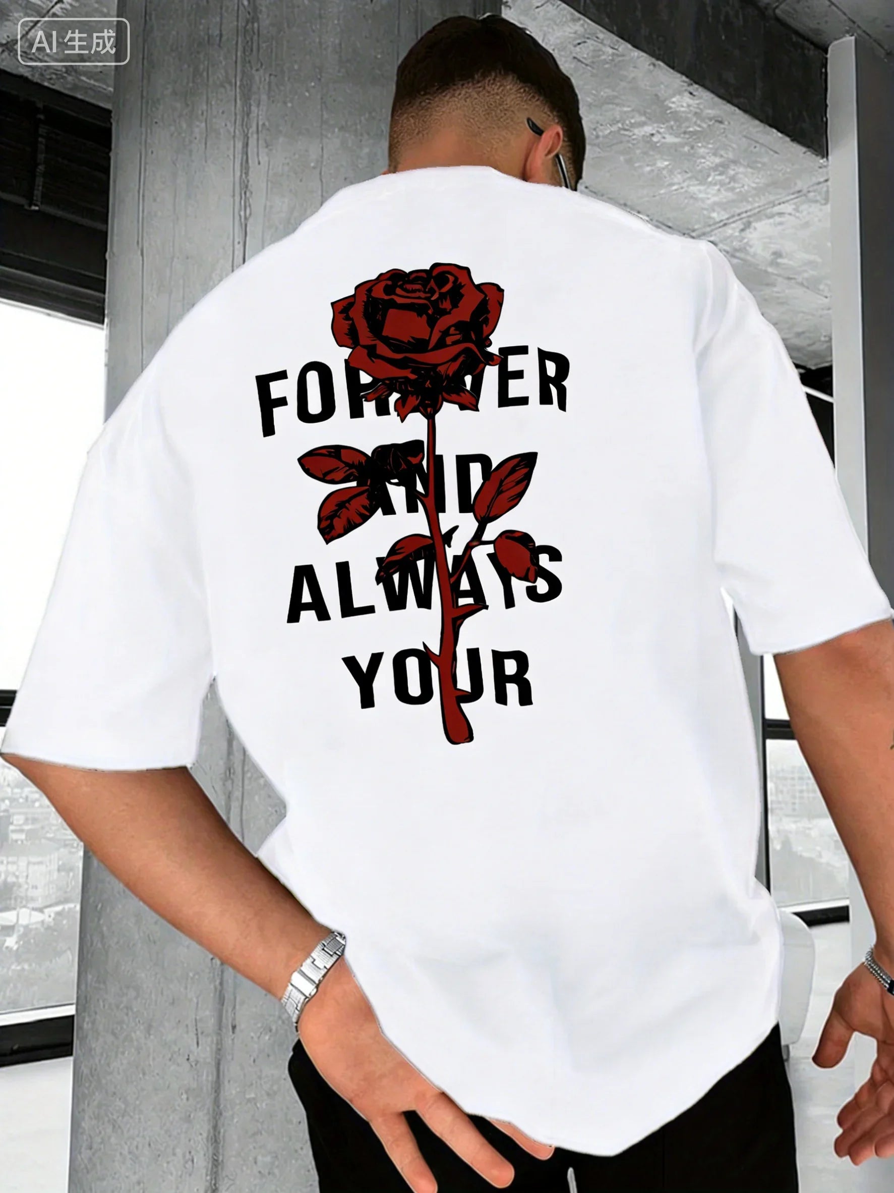 Rose-print Men Women Pure Cotton T-shirts Outdoor Street Casual Trendy Sporty Loose Comfortable Soft Summer Short-sleeve Clothes