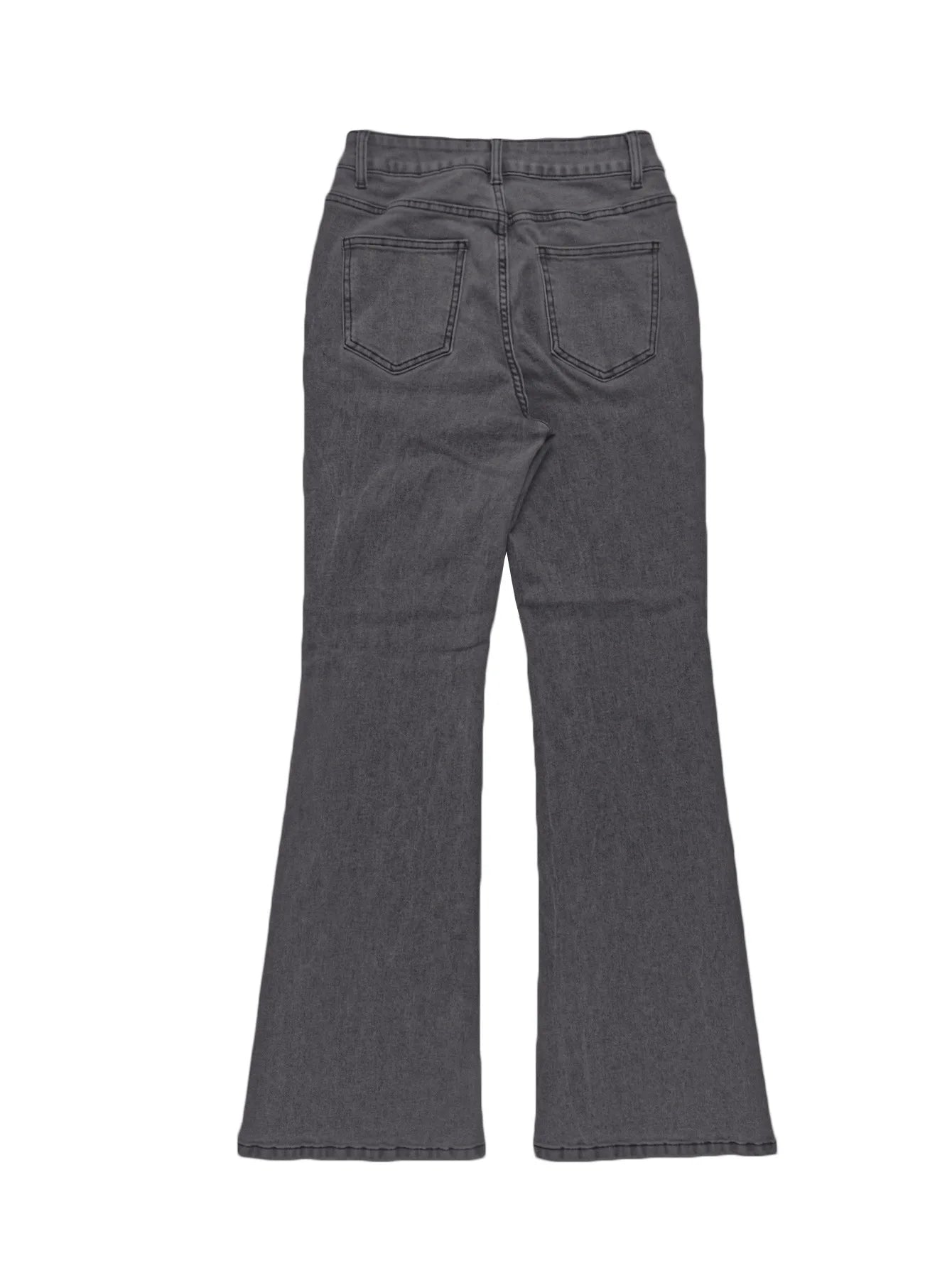 Men Jeans Boot Cut Solid Jean Wide Leg Denim Pant Distressed Washed Full Ankle Length Pockets Zipper Fly High Waist Basics
